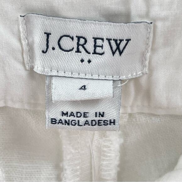 NWT J. Crew Scalloped Linen Blend White Flat Front Preppy Coastal Shorts Size 4 - Picture 10 of 12